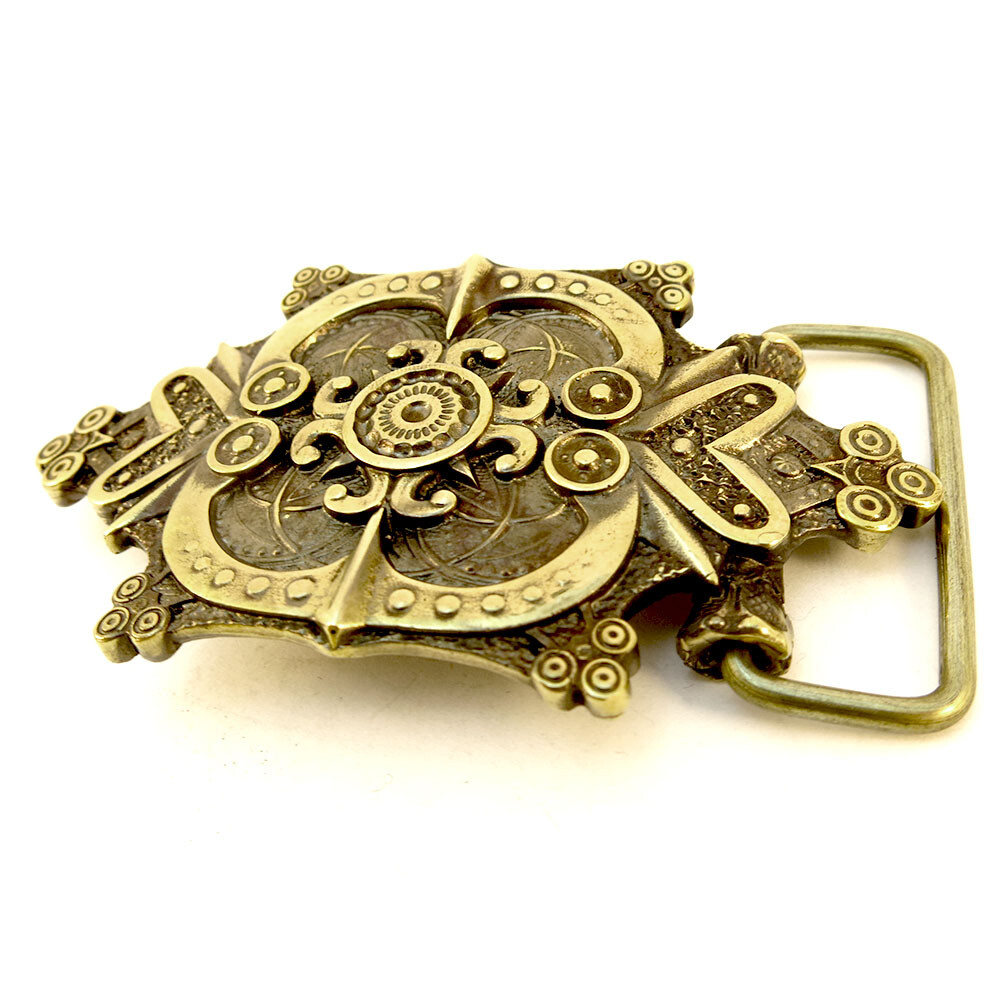 Flower Belt buckle, Fern flower mythology magic ornamental flower brass buckle