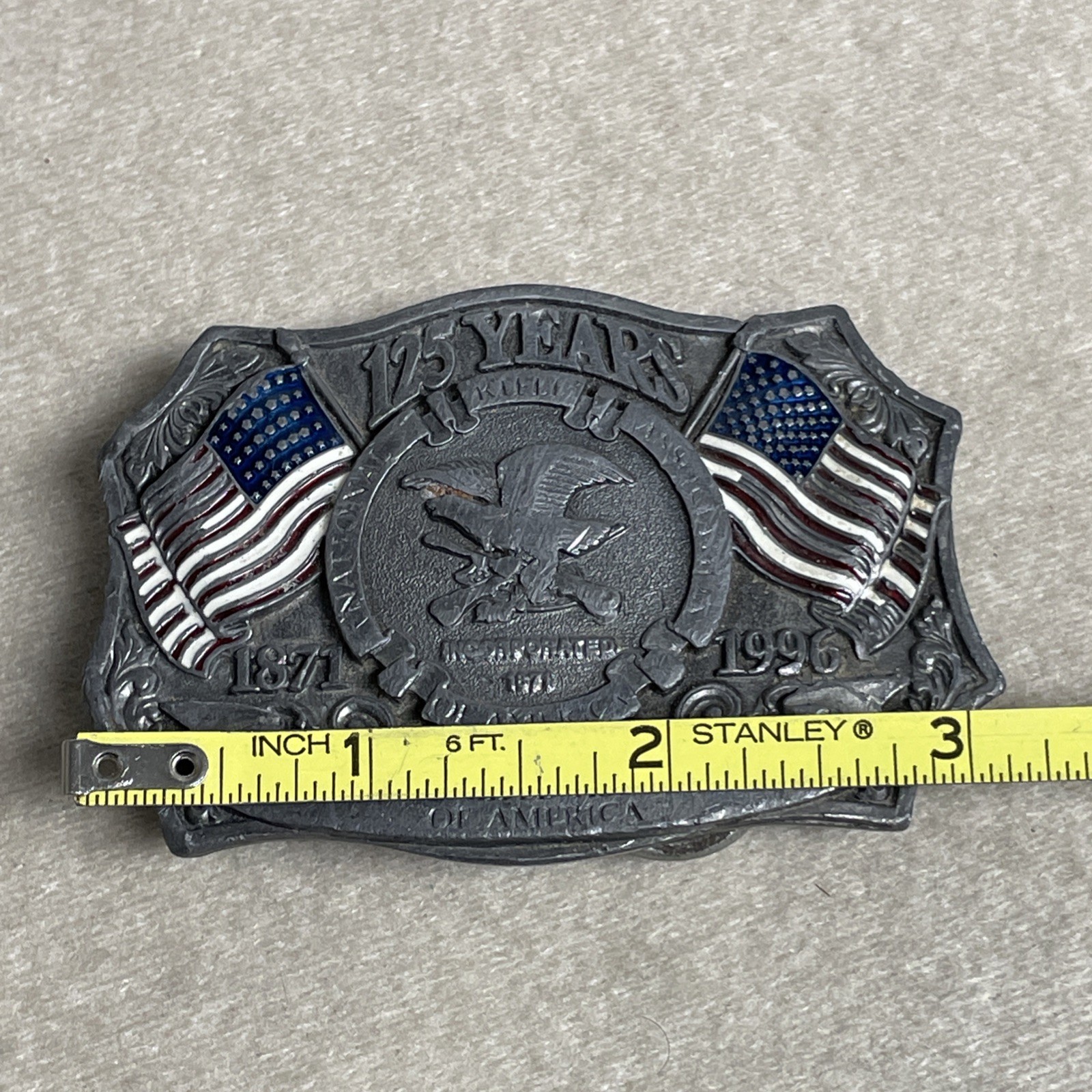 Used 125 Years National Rifle Association of America 1871-1996 Alloy Belt Buckle
