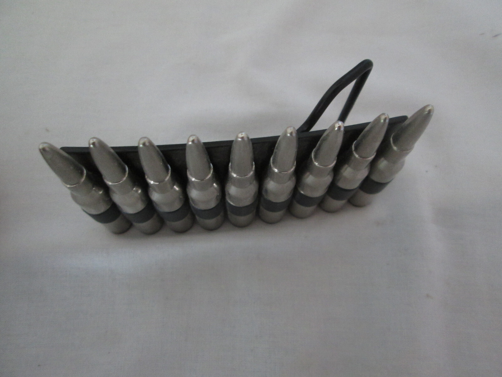 9 Bullet Ammo Belt Buckle Great Condition 2 1/2&Prime; X 4&Prime; Fits 2&Prime; Belt