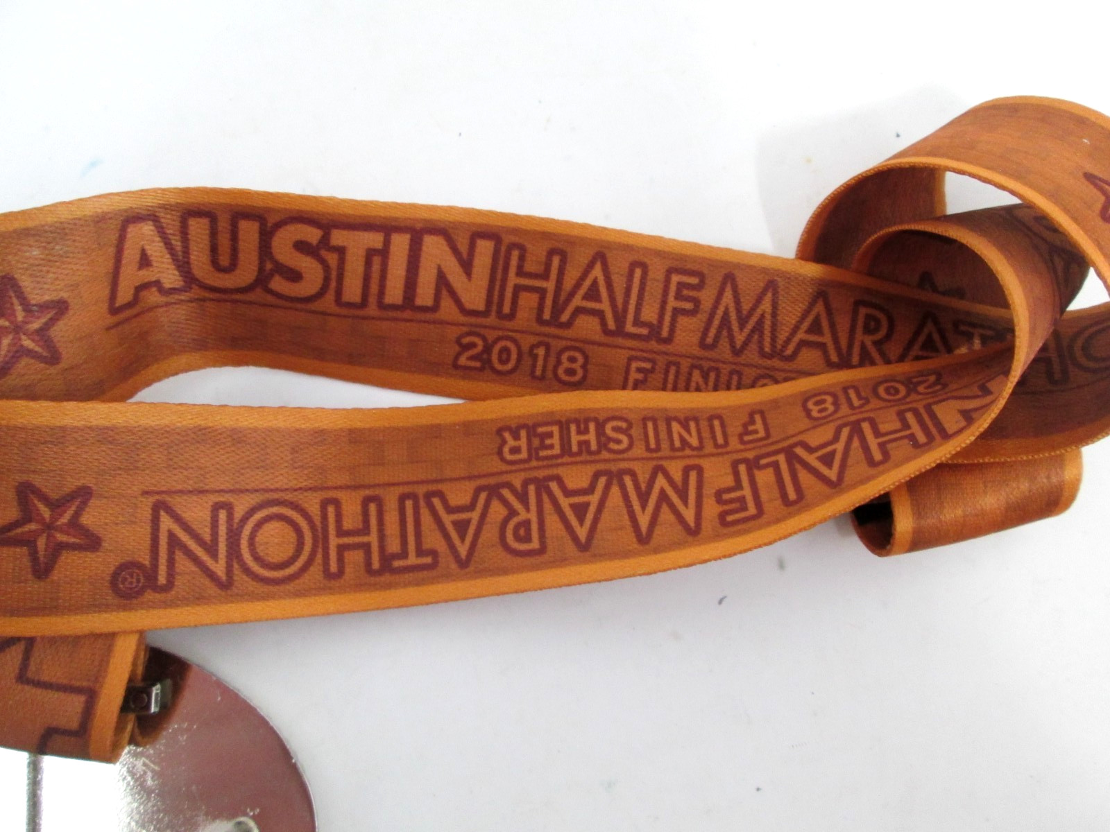 2018 Austin Half Marathon Belt Buckle Lanyard Ribbon Running Texas Finisher Race