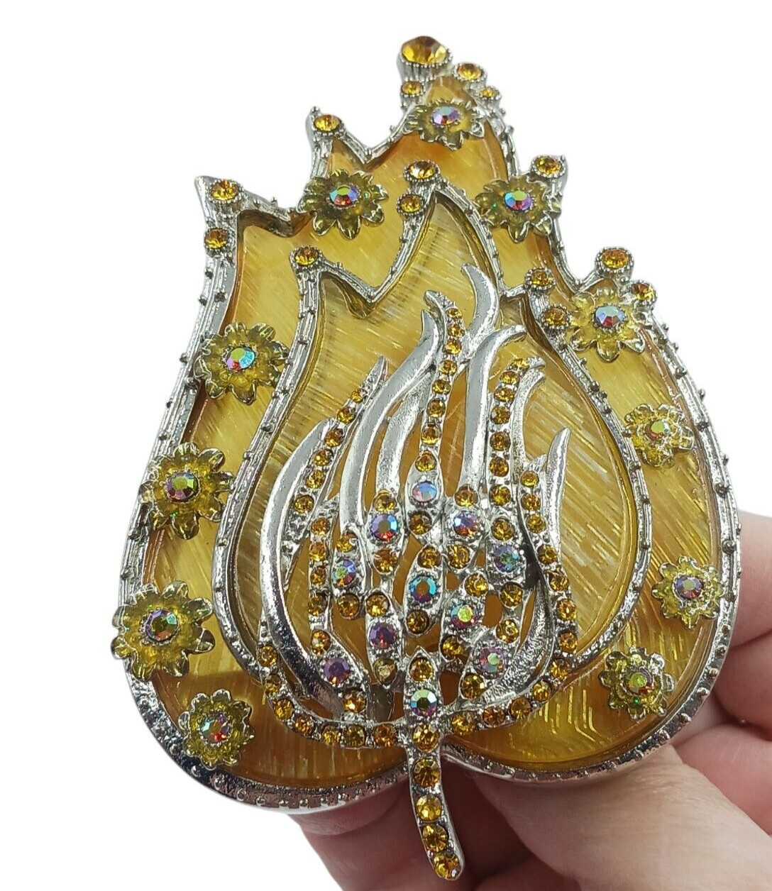 Fashion Floral Leaf Belt Buckle Colorful AB Rhinestone Silver Gold Tone Metal
