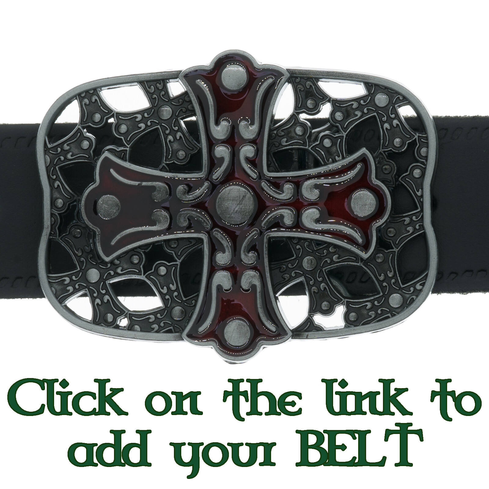 Gothic Cross Belt Buckle Metal Biker Pewter Style Heraldic