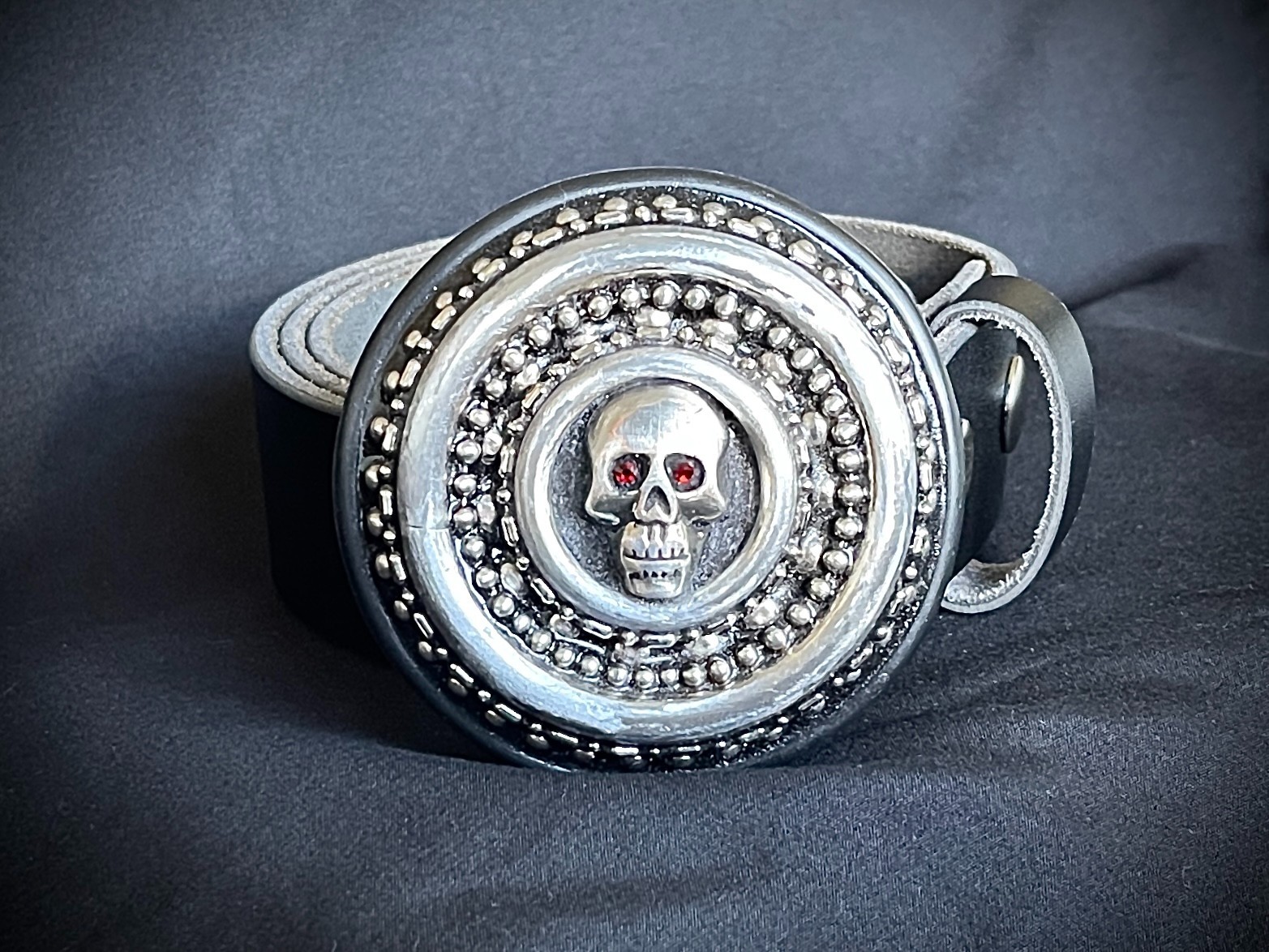 Mars Crypt Relic Skull Belt Buckle Red Crystal Eyes Handmade Darren McNeese