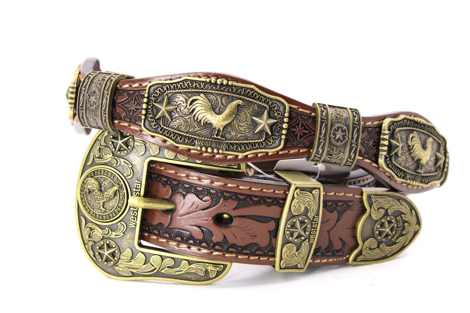 Western Buckle Set 3 Piece Rooster Buckle Star Buckle Hebilla Vaquero Gallo 1.5