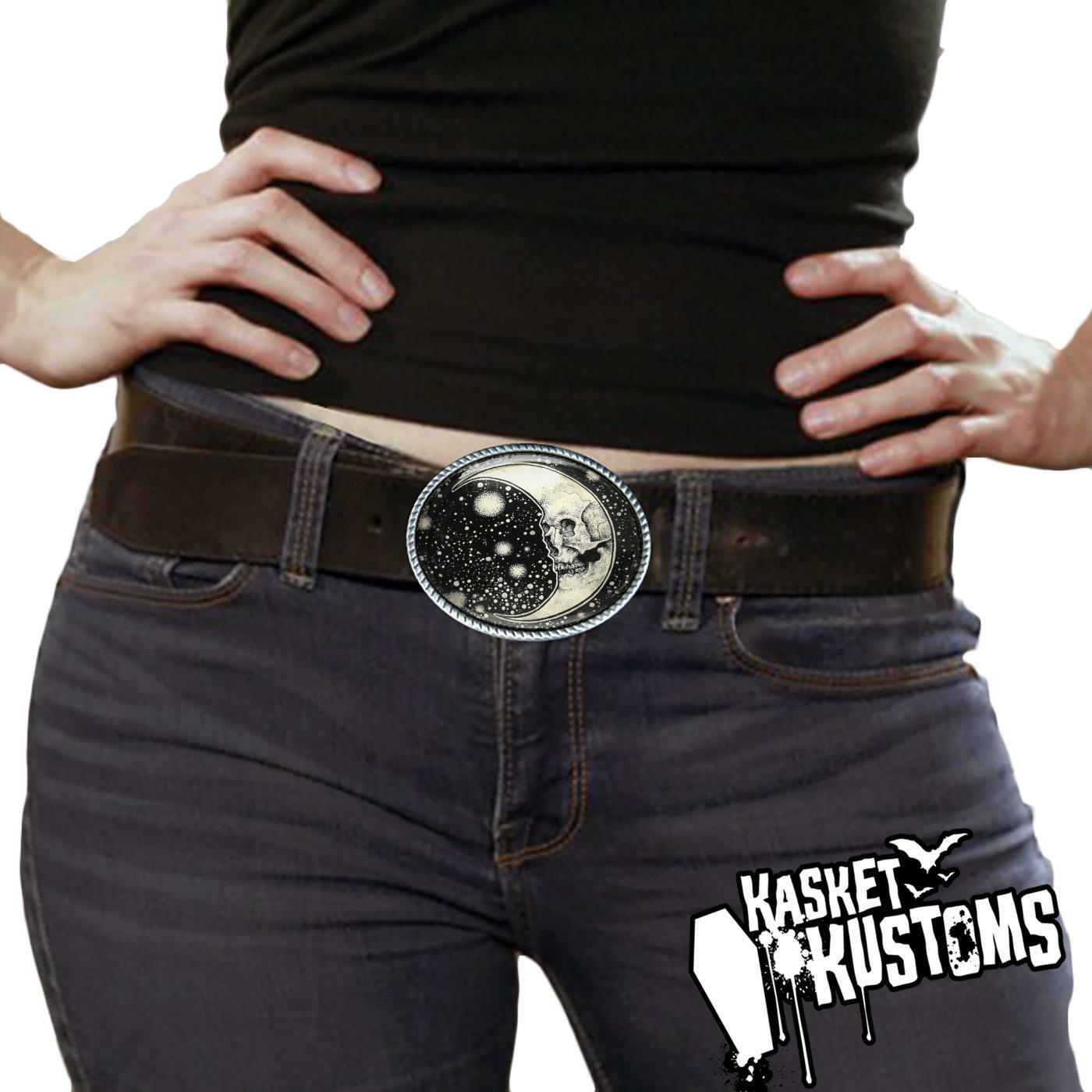 Esoteric Belt Buckle – Gothic Moon Celestial Astrology Handmade Buckle – 610-2