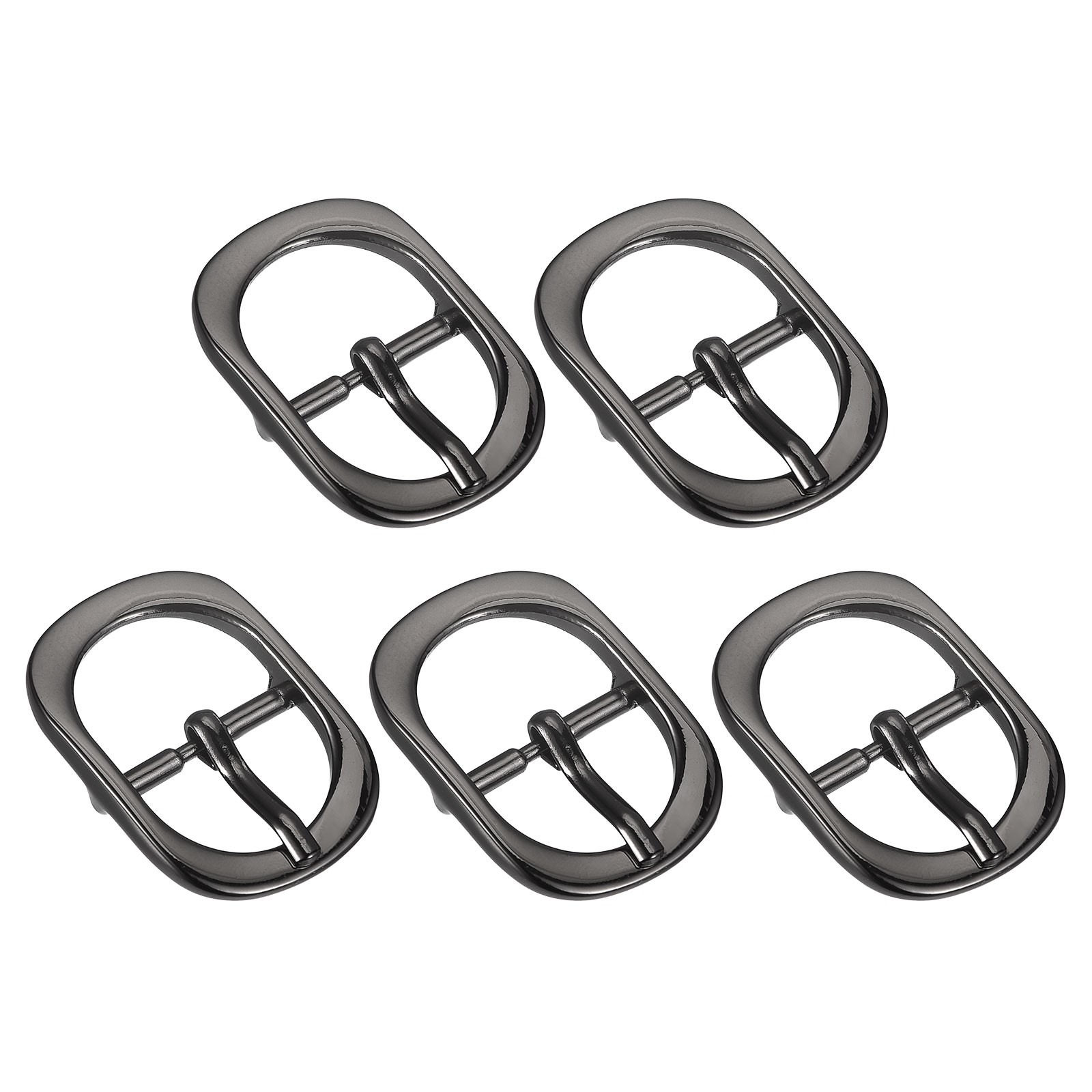 5Pcs 0.75&Prime; Single Prong Belt Buckle Oval Center Bar Buckles for Belt, Black