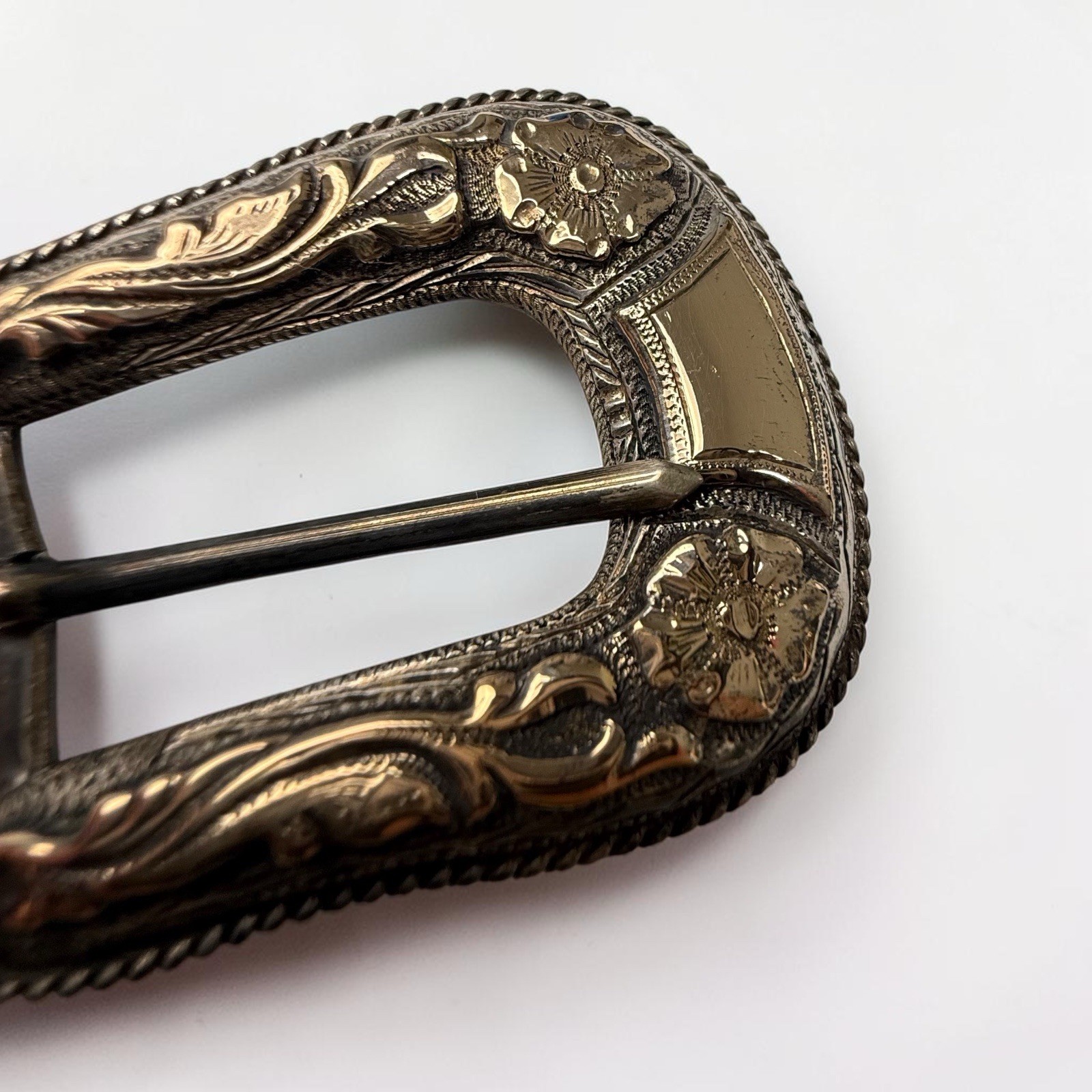 14K Gold Sterling Silver Hollands San Angelo 103 Ranger 3 Pc Belt Buckle Set