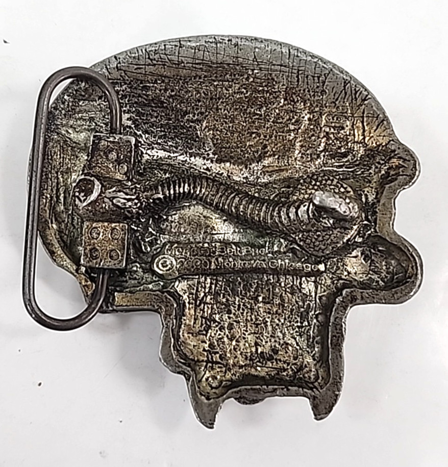 Mobtown Chicago Belt Buckle Mens Skull Monster 2000 Vintage Silver Tone