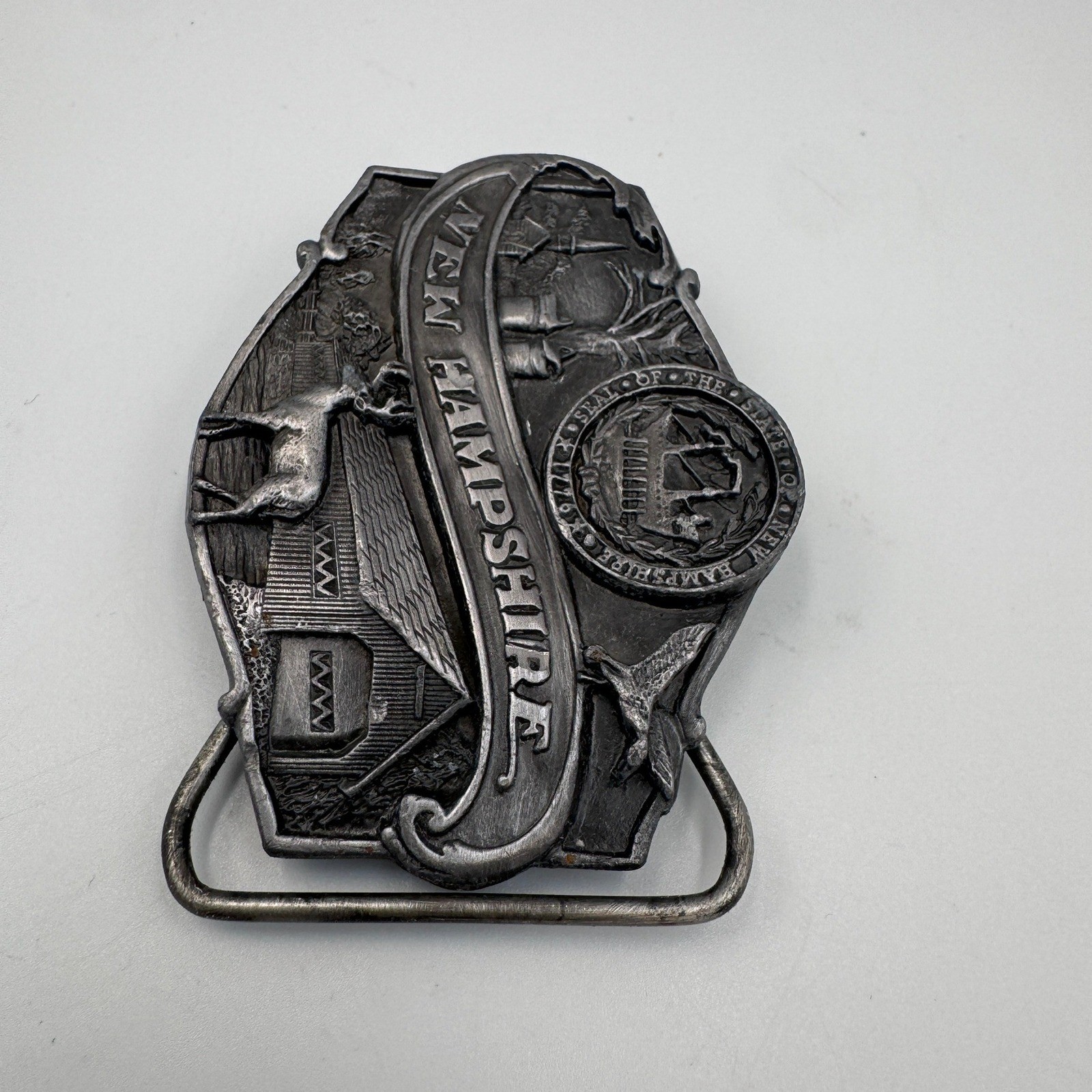 Vintage 1986 Siskiyou New Hampshire State Seal Belt Buckle S-55 Made in USA
