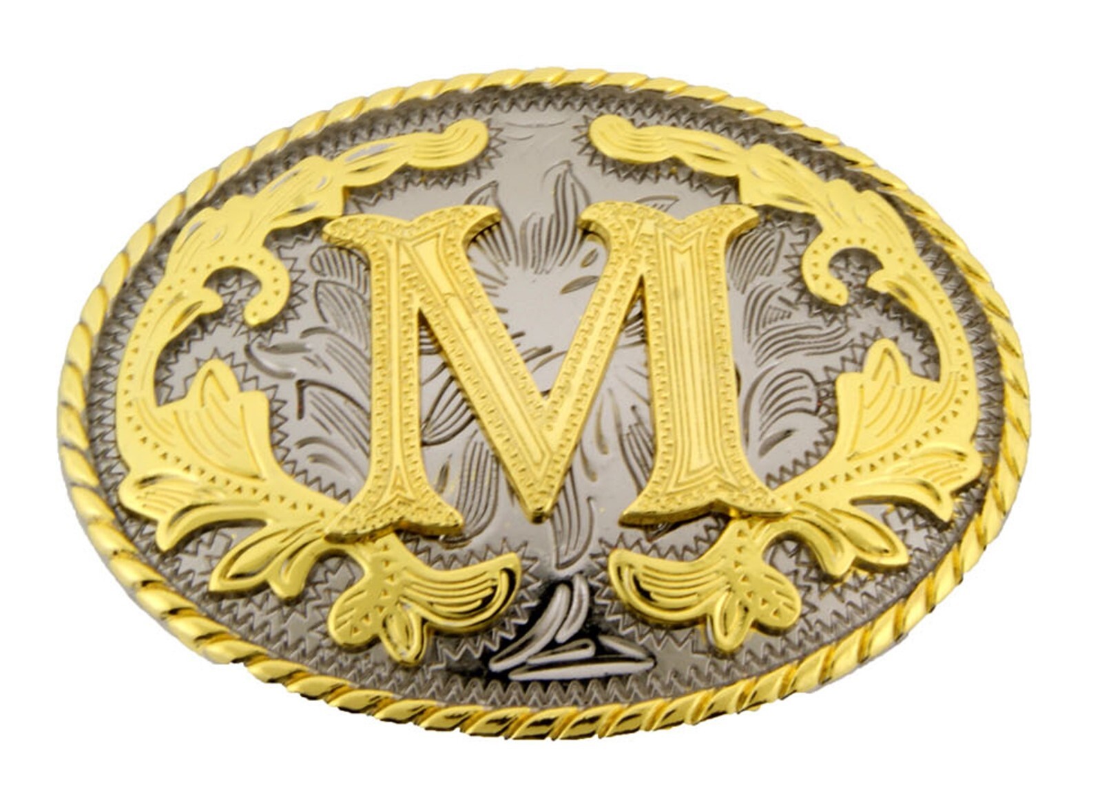 INITIAL m LETTER M MEN WOMEN RODEO REALLY COWBOY STYLE GOLD METAL BELT BUCKLE