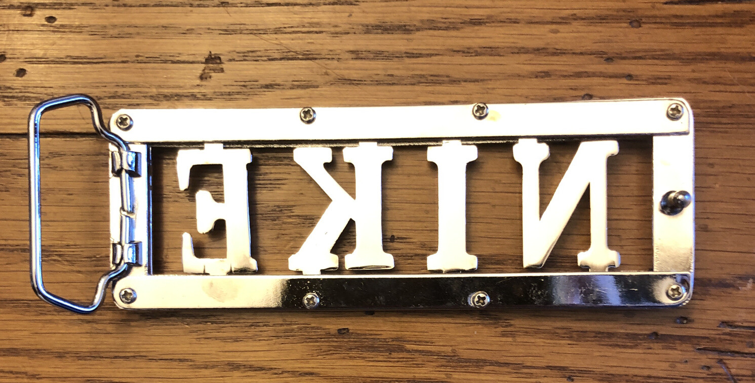 Nike Spellout Belt Buckle Silver With Bling