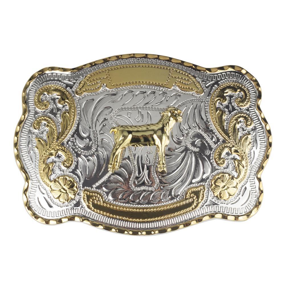 Cinturon Ecuestre Dorado Hebilla Toro Gallo Escorpion Vaquero Cowboy Western