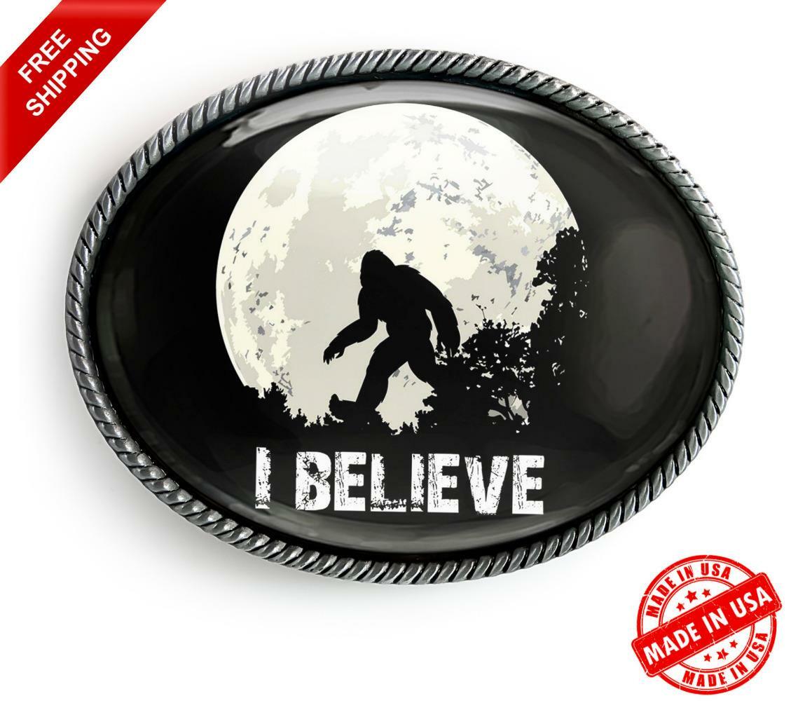 Sasquatch Belt Buckle – Big Foot Sighting Handmade Oval Buckle – 731