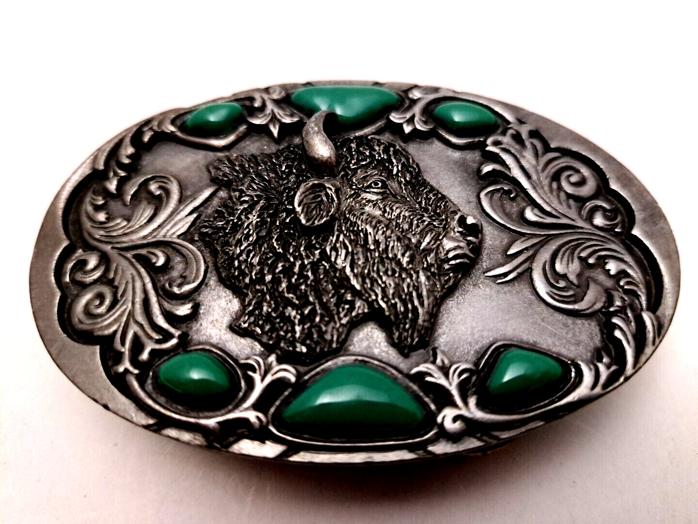 Arroyo Grande Buckle Co Buffalo Bison Pewter Belt Buckle 1992 USA