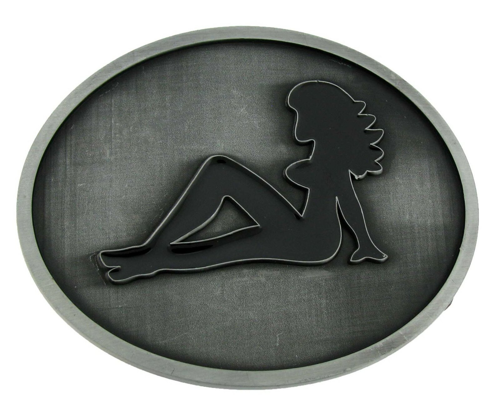 Mud Flap Girl Trucker Biker Pin UP Belt Buckle Silver Chrome Metal Men Women New