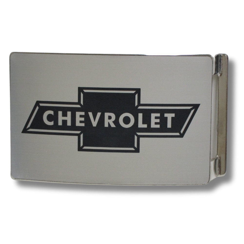 Brushed Silver Chevy Chevrolet Bowtie Rock Star Buckle Official Licensed