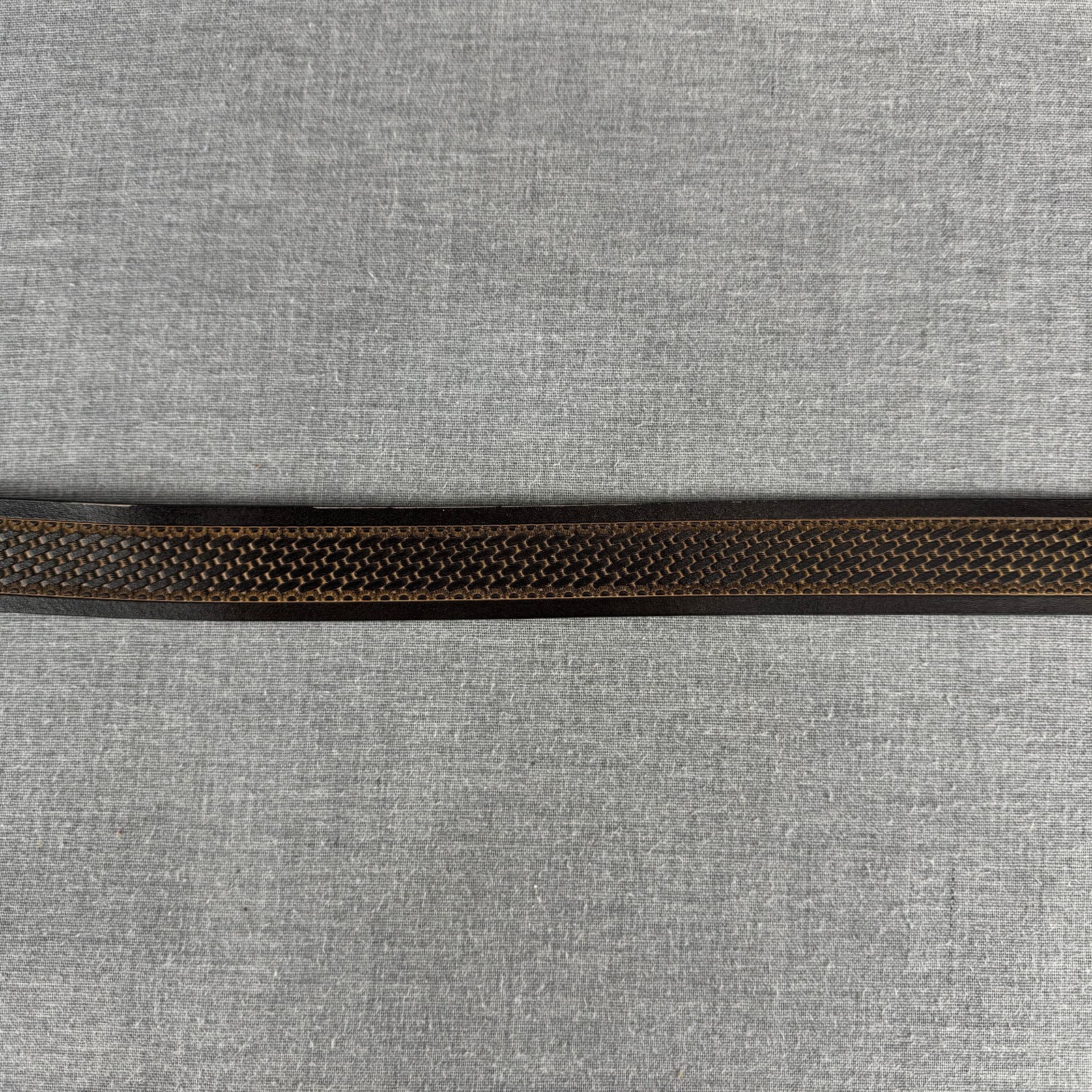 Bison Denim Brown Leather Belt 110cm 43 in Ornate Longhorn Buckle Western