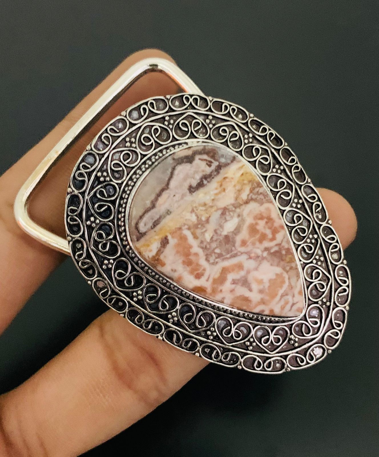 Crazy Lace Gemstone 925 Sterling Silver Handmade Belt Buckles Gift For