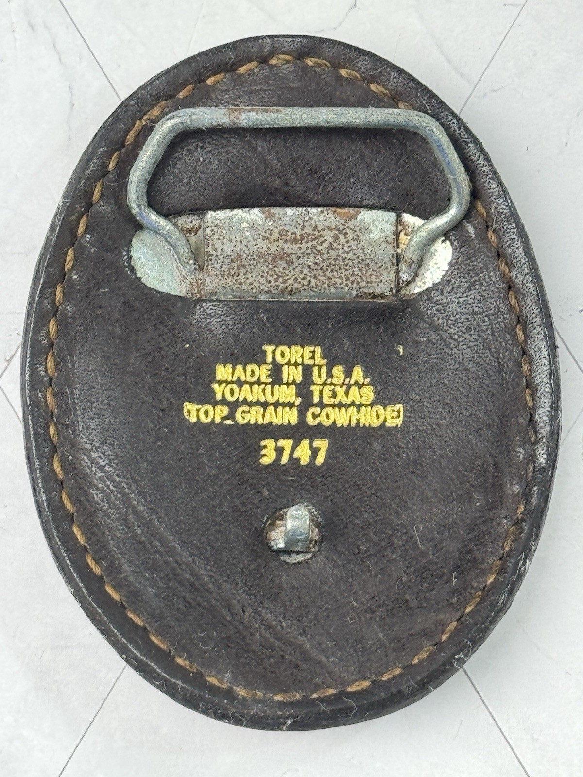 Vintage Torel Belt Buckle Leather Hand Tooled & Painted Elk or Deer 3747 Texas