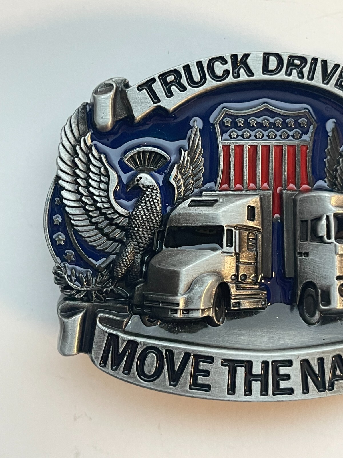Truck Driver Belt Buckle Big Rig Semi Trucks American West USA Flag Trucker Belt