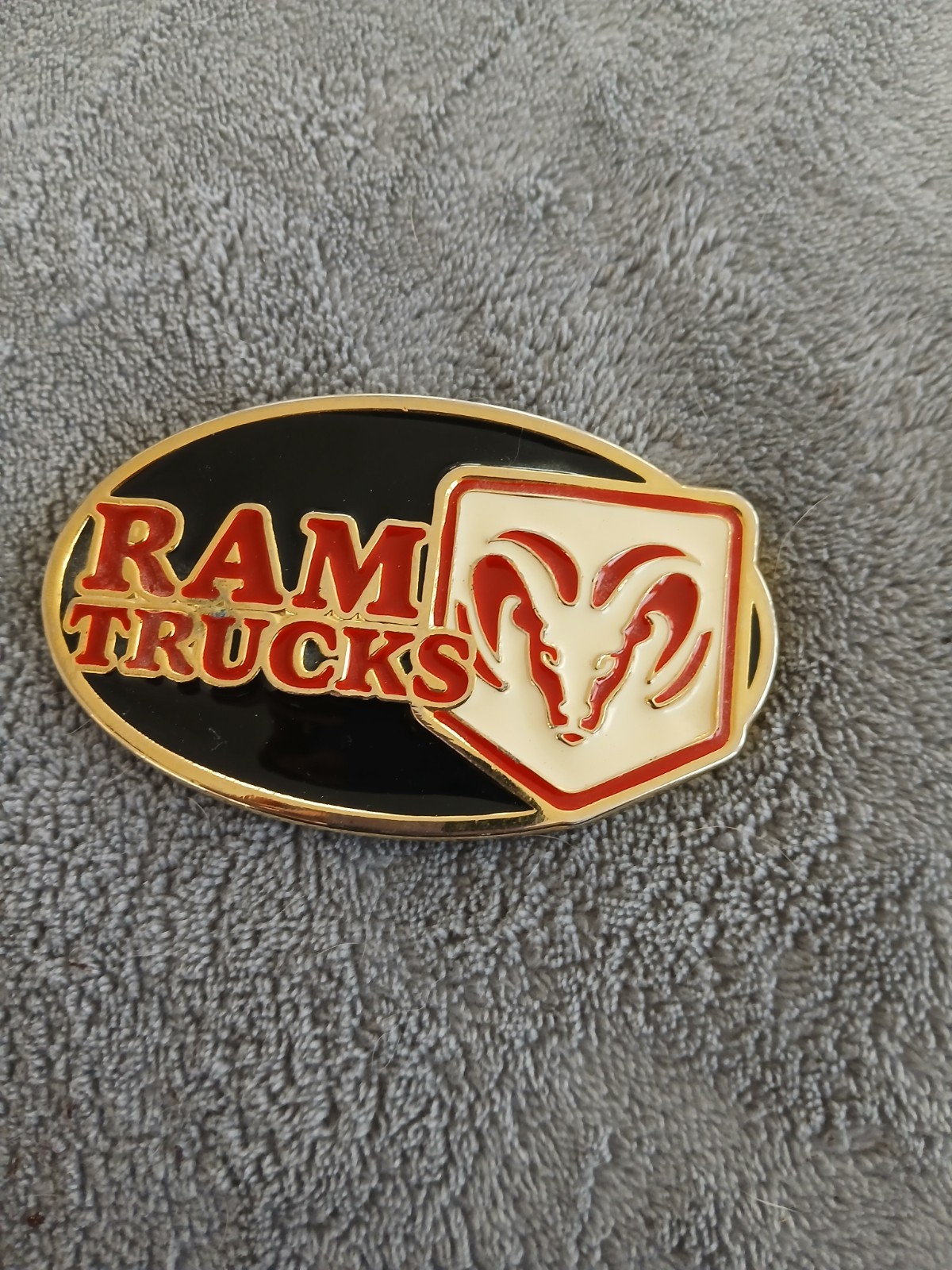 Vintage Ram Truck Dodge Belt Buckle Red And Black Rare Enamel