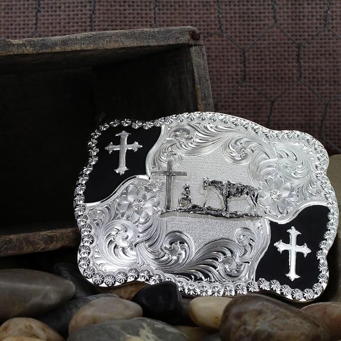Montana Silversmiths Christian Flourish Scallop Shape Buckle 3611-731M