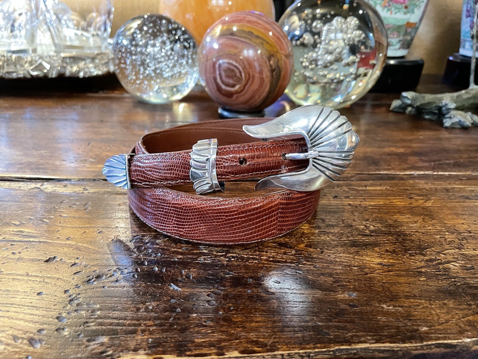 Alexander James Reid style Sterling Silver Belt Buckle Set Nu 31-33-1.25/.75🦎✅