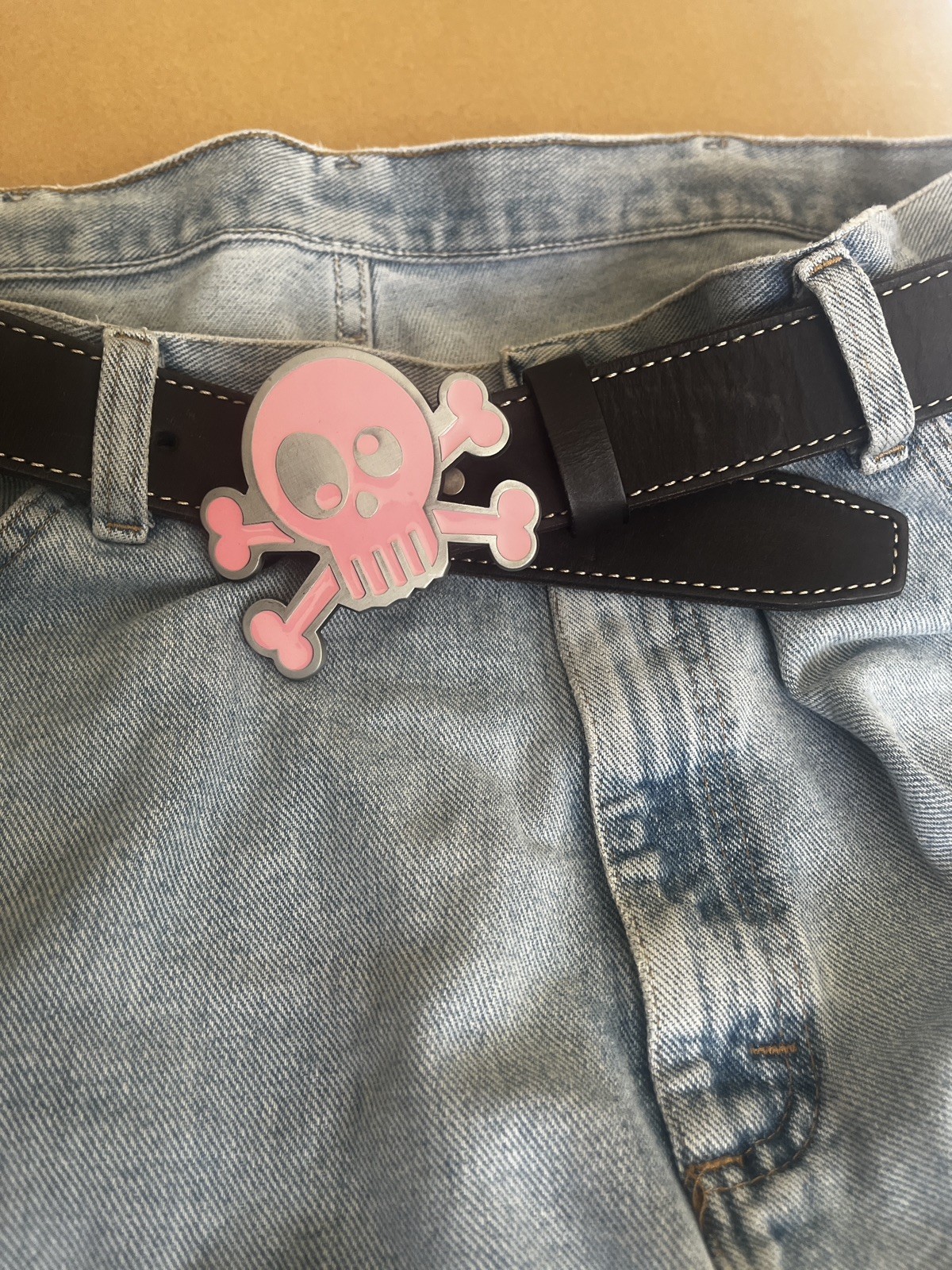 Belt buckle Pink Punk Rock Tattoo Skull Metal Fashion Belt Buckle