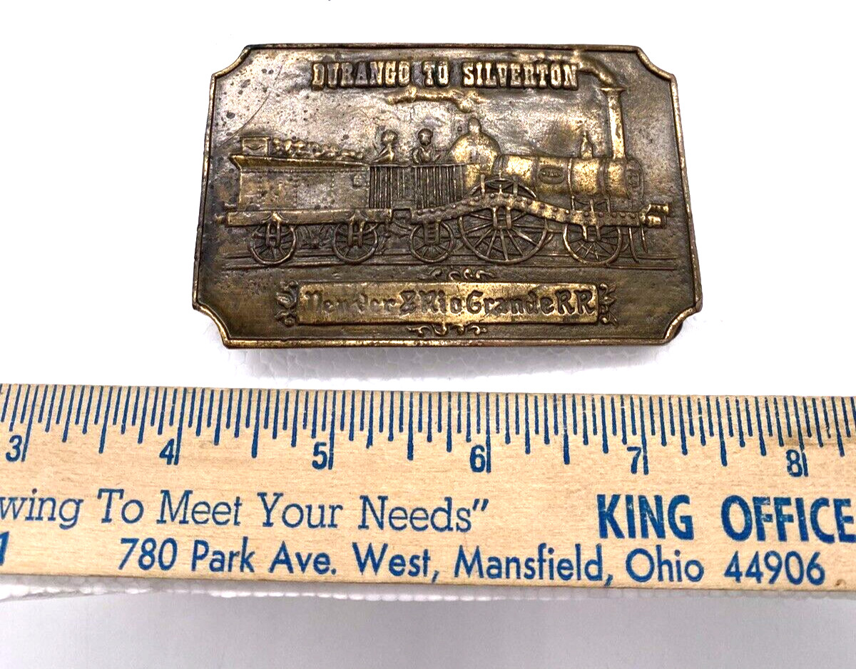 Vintage Brass Durango–Silverton Belt Buckle Denver & Rio Grande Railroad USA