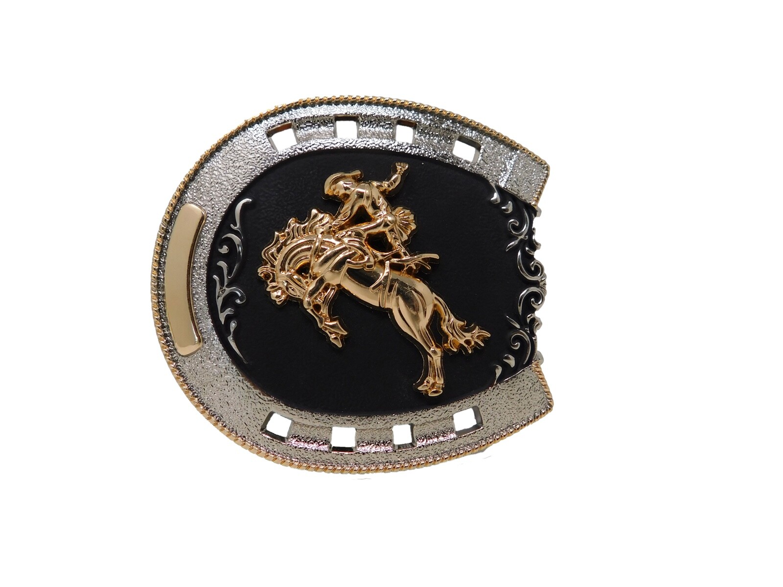 Belt Buckle Golden Horse Cowboy Sliver,Gold,Black,Metal