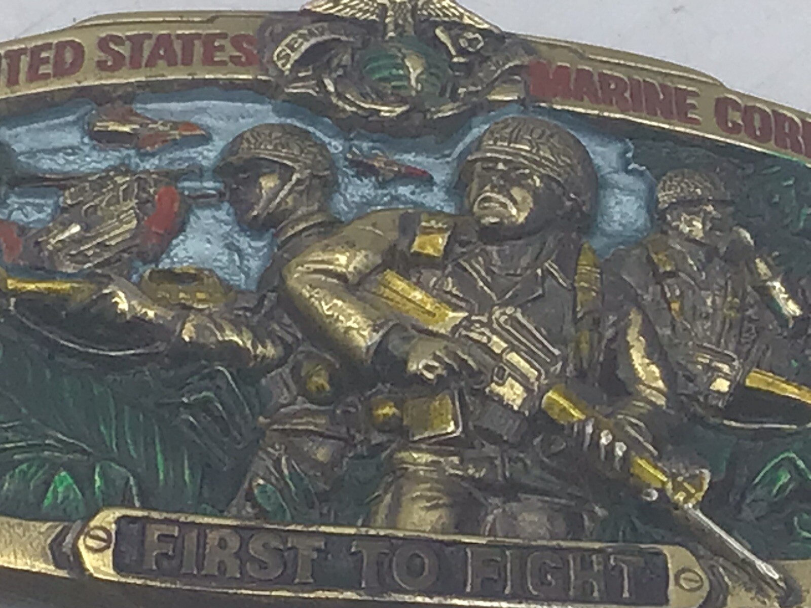 Vtg 1982 USMC United States Marine Corps First to Fight #1070 Belt Buckle V8
