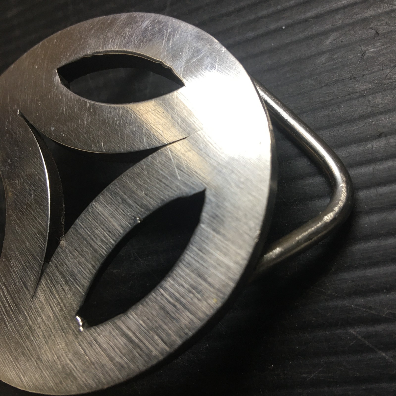 Vintage 1960s Bill Smith Borromean Rings Minimalist Silver Belt Buckle 2.325&Prime;D