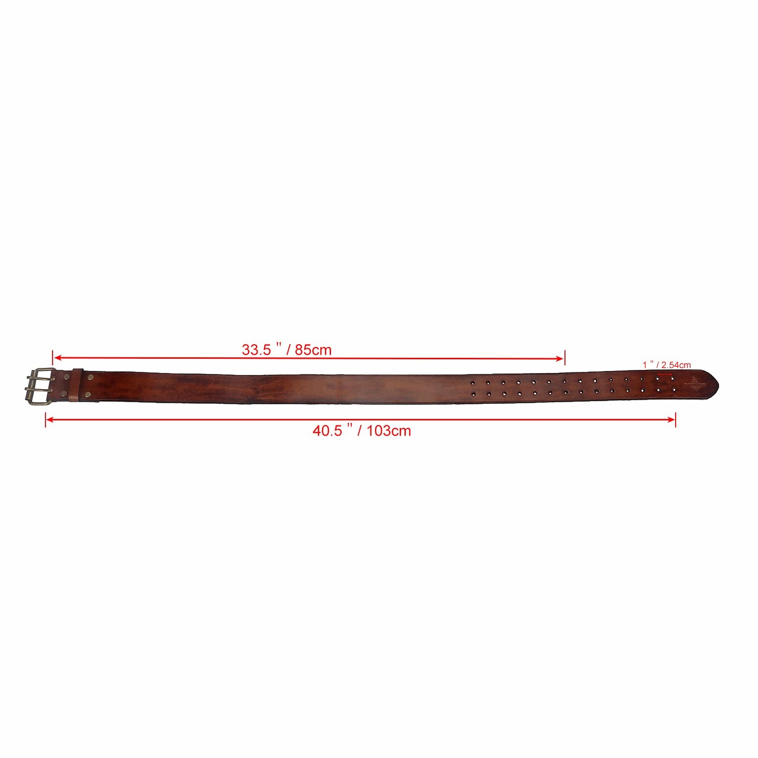 TOURBON Leather Belt 27-40 inch for Men with Double Prong 40-inch Long, Brown