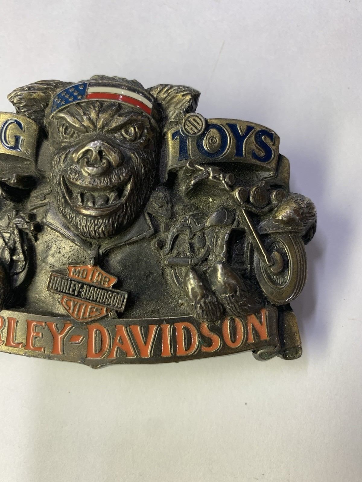 Vintage HARLEY DAVIDSON belt buckle H-411 1991 Baron USA Hog Toys Rare