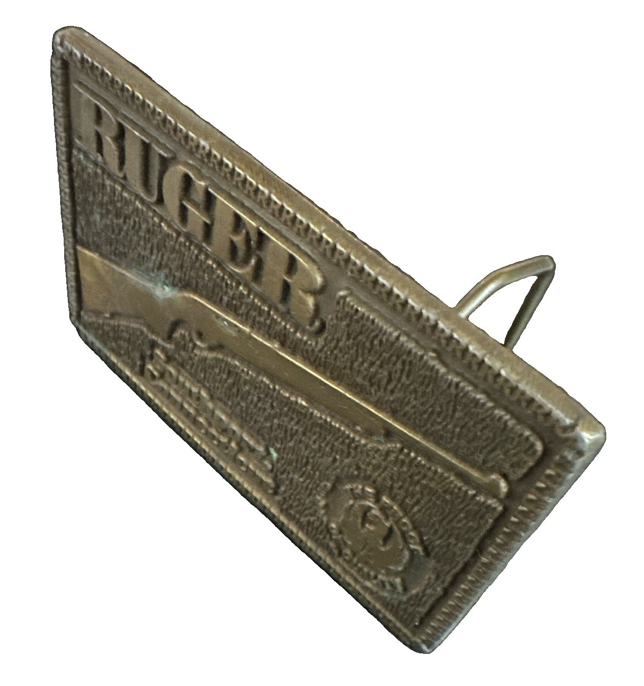 Ruger Silver Rectangular Gun Theme Western Belt Buckle Fits 1.5 in Logo
