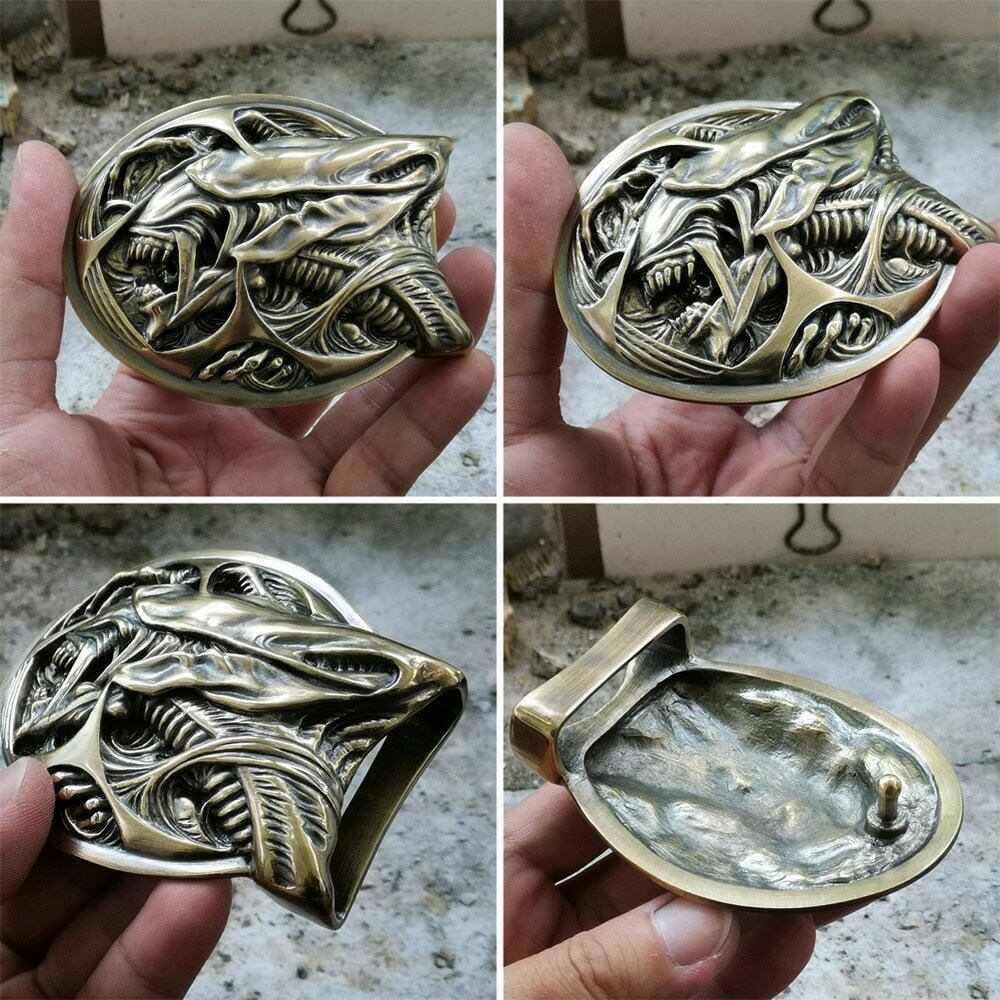 Brass Good Details Handmade AVP Alien Belt Buckle Punk DIY Accessory TA301D