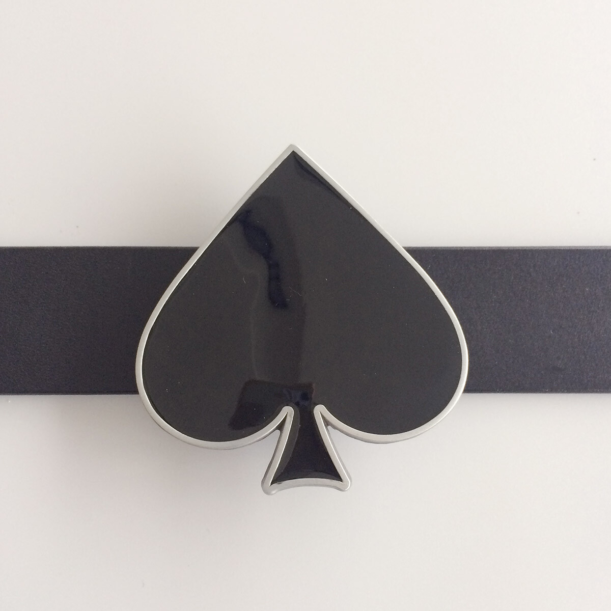 Antique Silver Black Enamel Pear Shape Belt Buckle