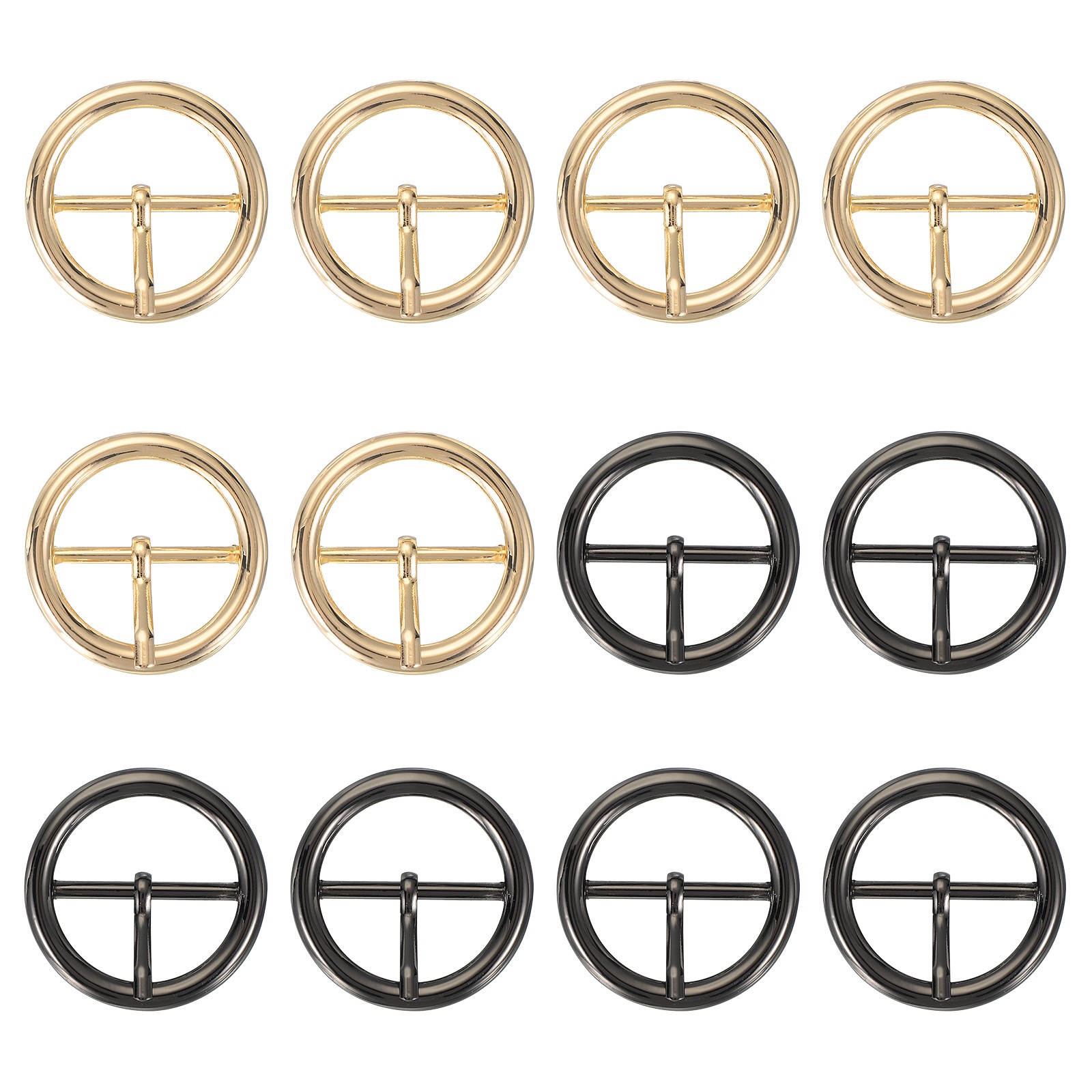 12Pcs 1.2&Prime; Single Prong Belt Buckle Metal Roller Buckle Light Gold/Black