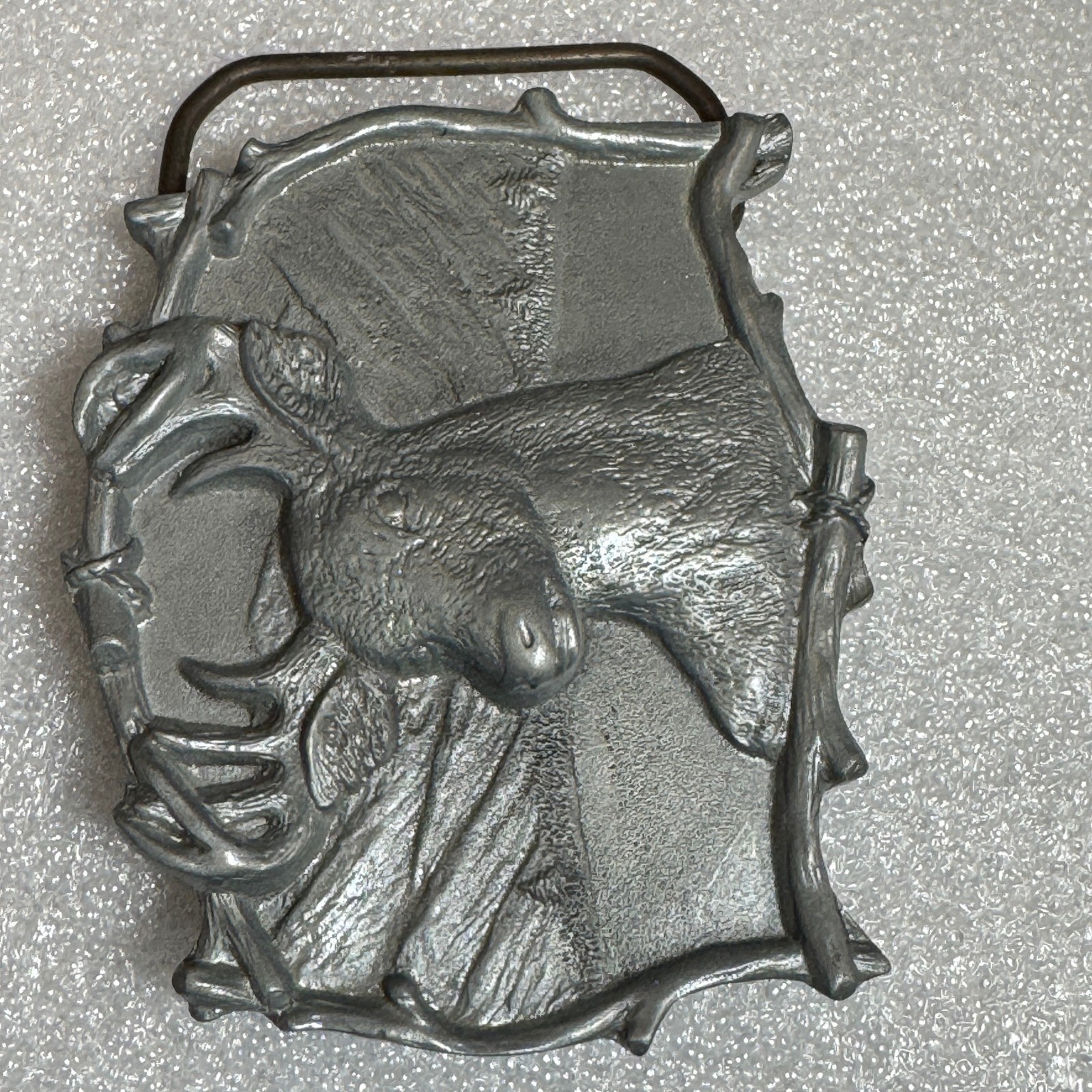 Deer Buck Belt Buckle Mountains Scene Antlers 1994 Reissue Collectible