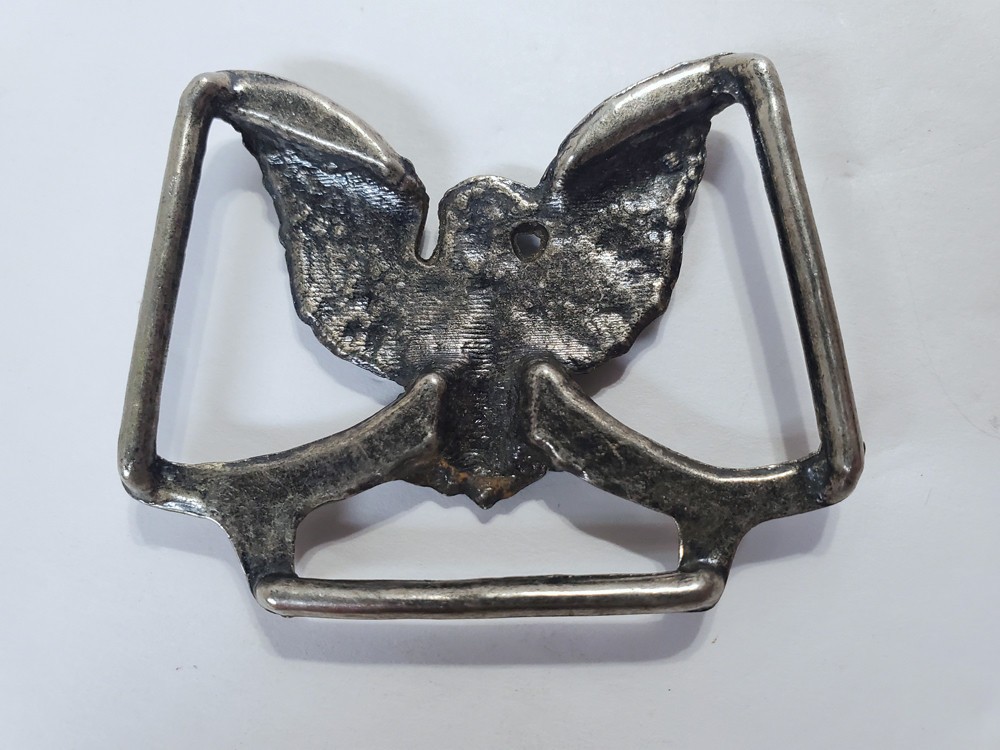 Vintage Belt or Scarf BUCKLE Silver 2.5&Prime; American EAGLE Wings Spread USA