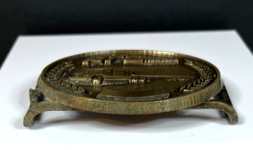 Vintage PFT Roberson Pre-Fab Transit Co. Solid Brass Slip Through Belt Buckle