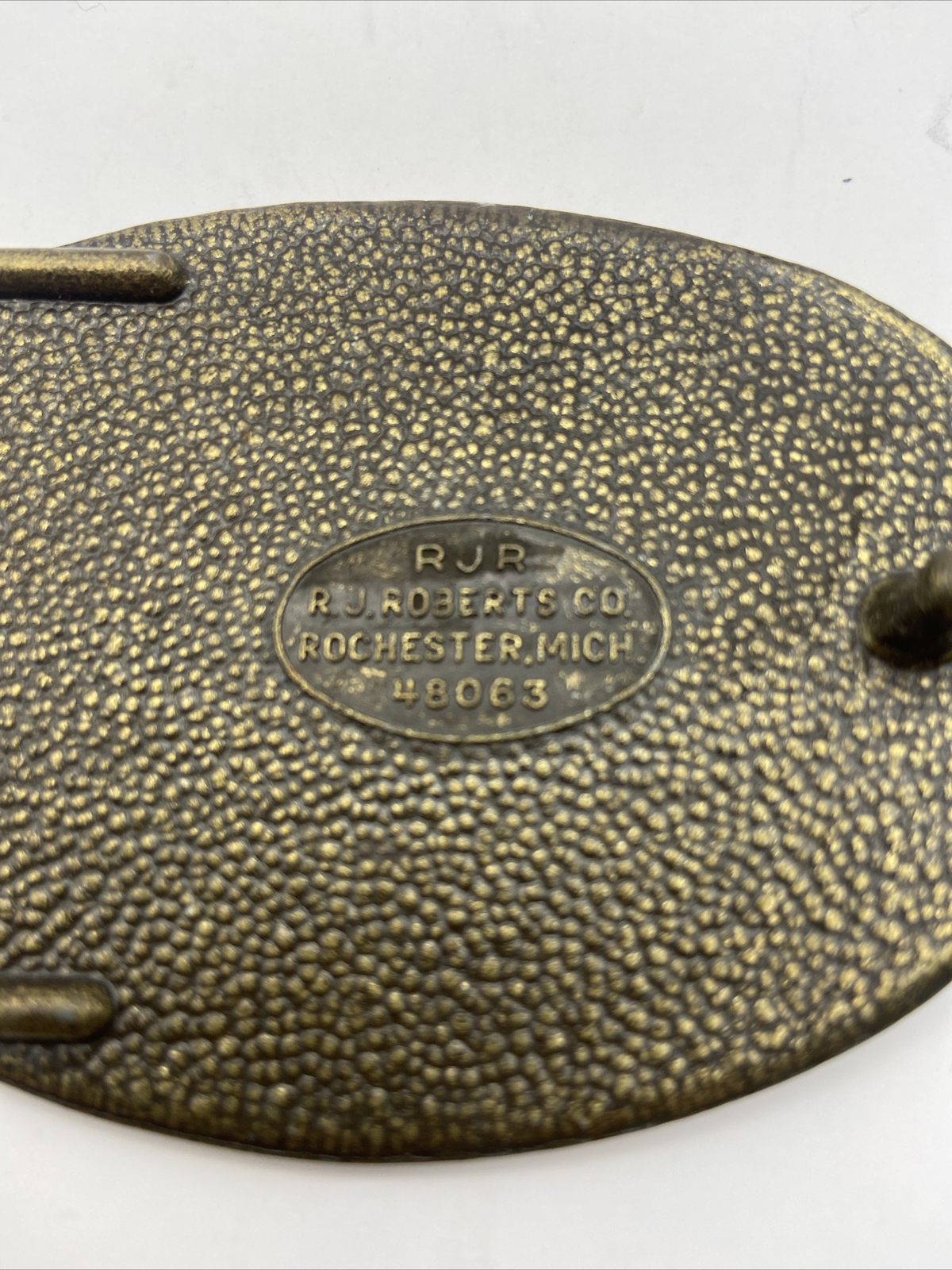 Vintage RJR RJ Roberts Co. Belt Buckle, Chevrolet Car Logo, Rochester, Michigan