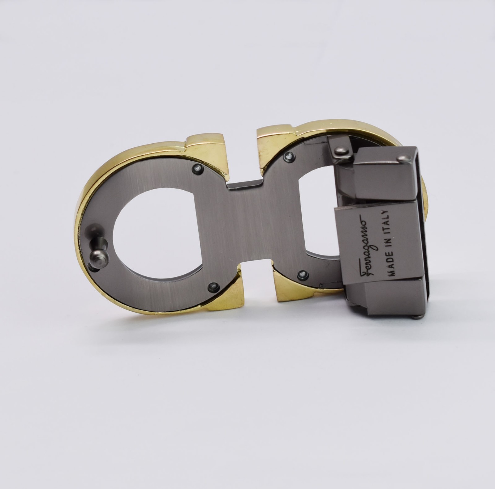 Salvatore Ferragamo Golden&Grey Gancini Belt Buckle For 1.38&Prime; Wide Leather Belts