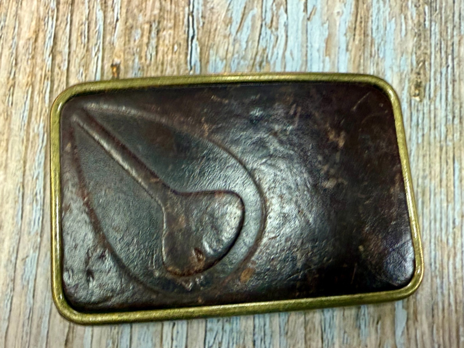 Nixon Logo Embossed on Leather Vintage Advertisement Promotional Belt Buckle