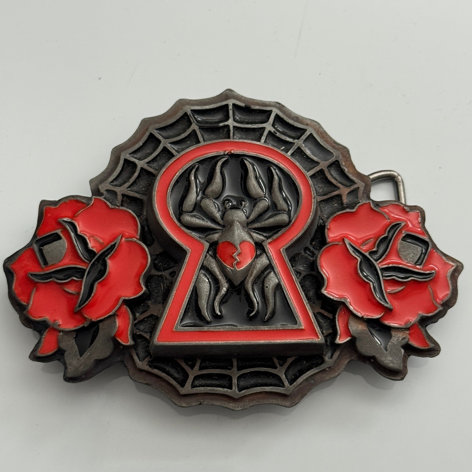 Heavy Metal Buckles Spider Keyhole Rose Belt Buckle