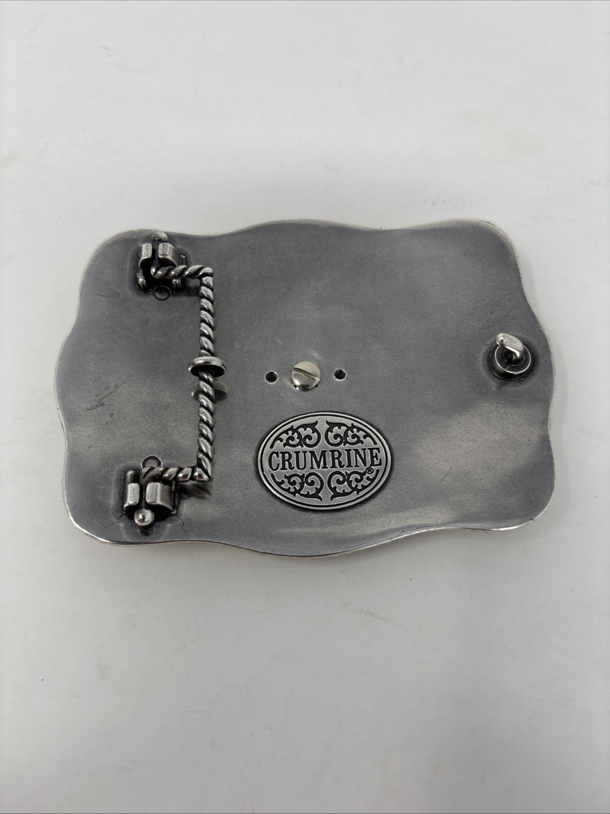 Crumrine Western Rectangle LONGHORN SKULL Belt Buckle.