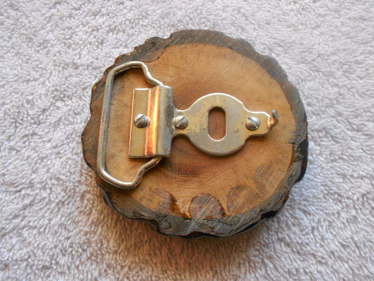 Elk Horn Construction Advertising Wood Belt Buckle Robyn Richards