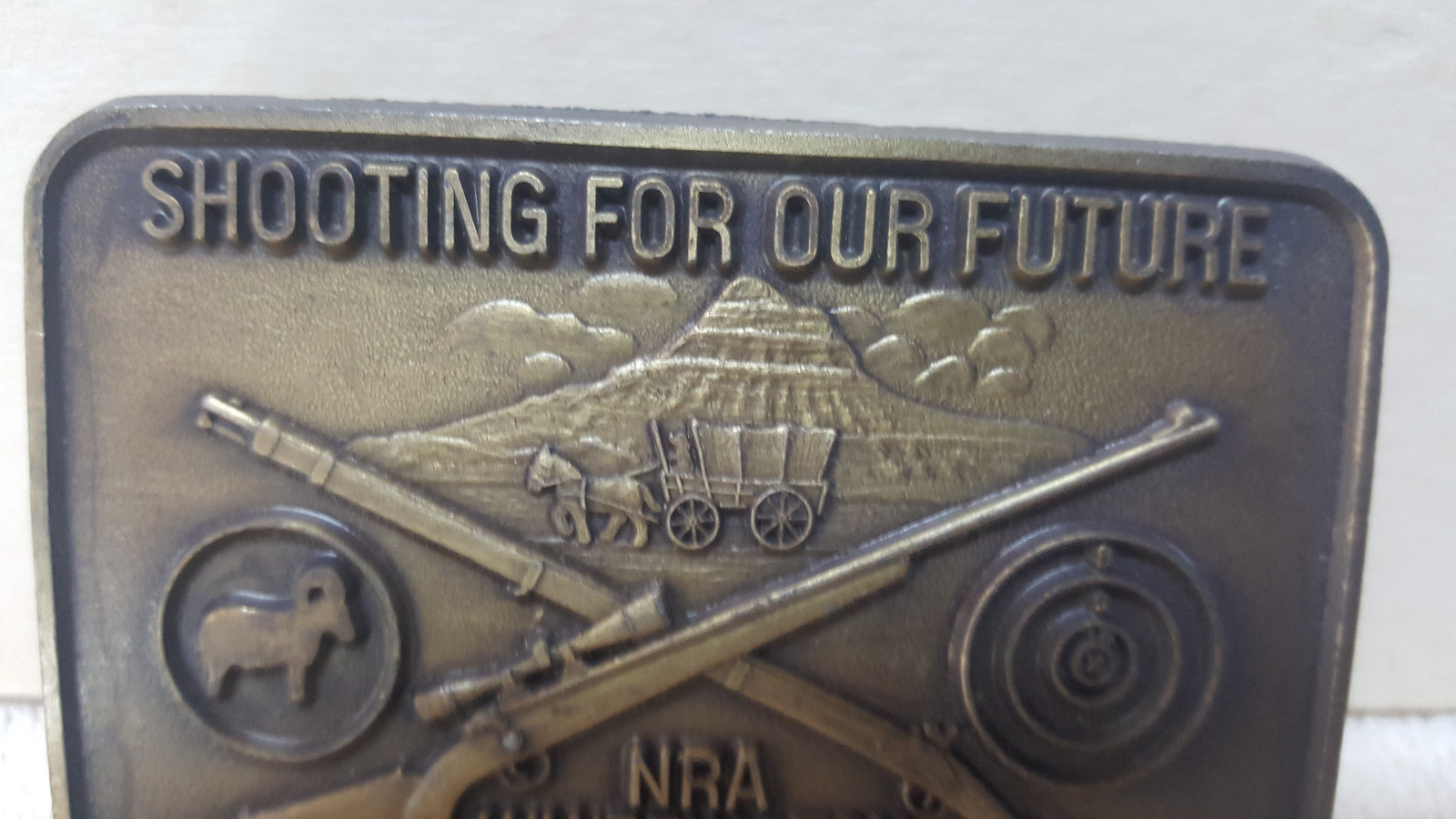 Vintage *NRA* Whittington Center Brass Belt Buckle – MINT – NEW !!!