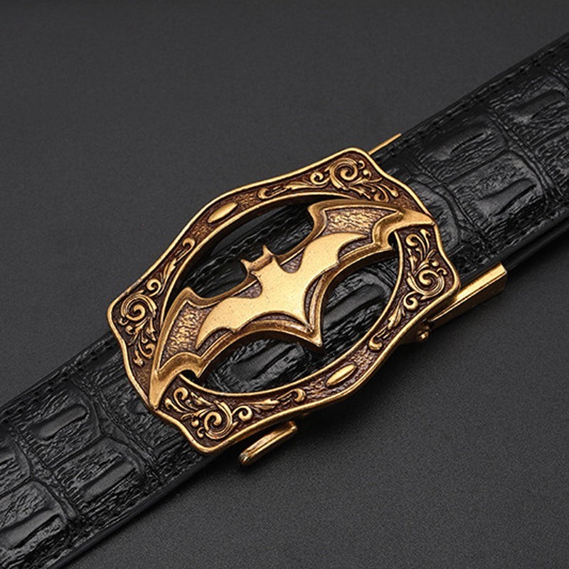 Men&rsquo;s Gold Tone Metal Animal Print Automatic Latch Belt Buckle 1.5in Rectangular