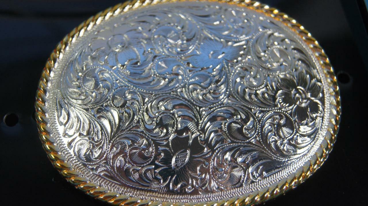 Nocona Western Buckle Oval Rope Edge Floral Scroll 37220